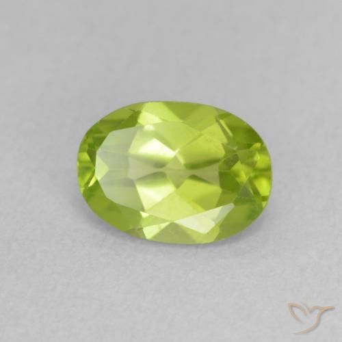 0.88 ct Green Peridot Stone, Natural Peridot in Oval Facet Shape for Sale