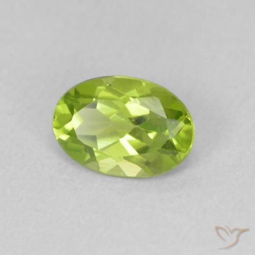 0.85 ct Green Peridot Stone, Natural Peridot in Oval Facet Shape for Sale
