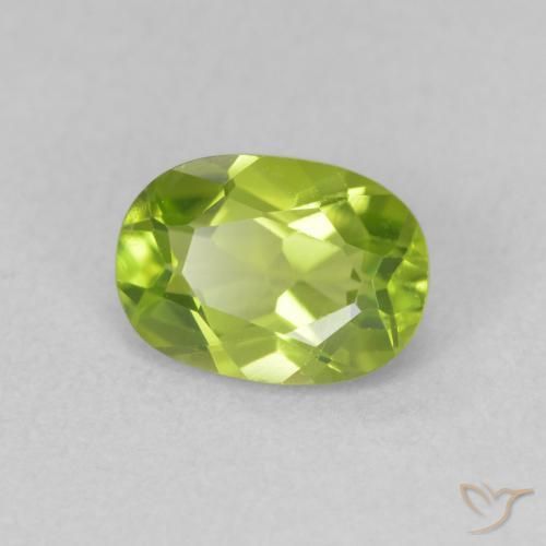 0.96 ct Green Peridot Stone, Natural Peridot in Oval Facet Shape for Sale