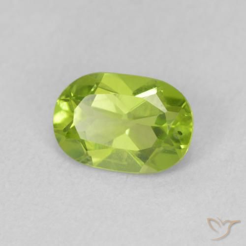 0.86 ct Green Peridot Stone, Natural Peridot in Oval Facet Shape for Sale