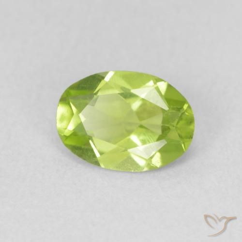 0.76 ct Green Peridot Stone, Natural Peridot in Oval Facet Shape for Sale