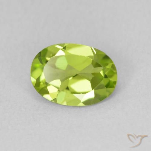 0.95 ct Green Peridot Stone, Natural Peridot in Oval Facet Shape for Sale