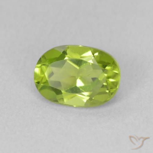 0.95 ct Green Peridot Stone, Natural Peridot in Oval Facet Shape for Sale