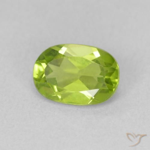 0.93 ct Green Peridot Stone, Natural Peridot in Oval Facet Shape for Sale