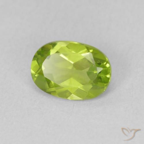0.92 ct Green Peridot Stone, Natural Peridot in Oval Facet Shape for Sale