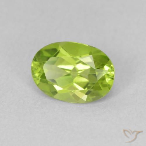 0.92 ct Green Peridot Stone, Natural Peridot in Oval Facet Shape for Sale