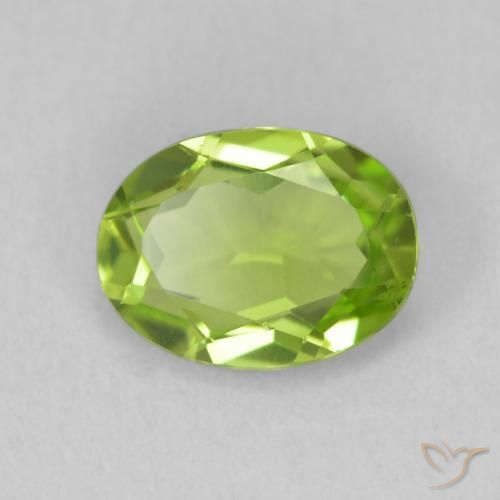 1.18 ct Green Peridot Stone, Natural Peridot in Oval Facet Shape for Sale