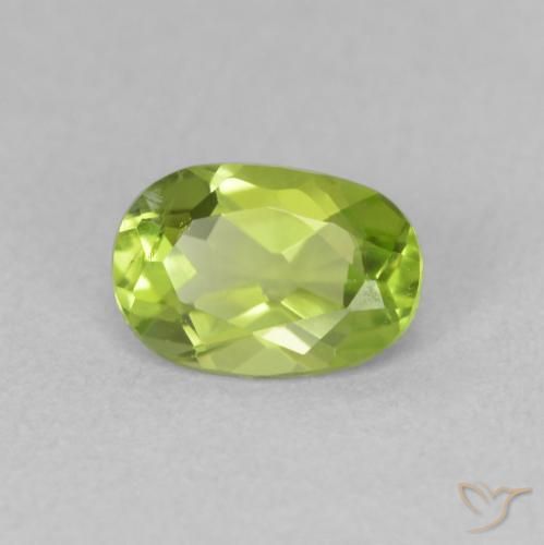 0.84 ct Green Peridot Stone, Natural Peridot in Oval Facet Shape for Sale