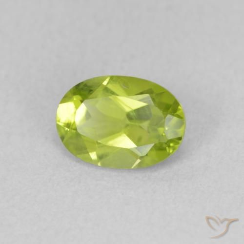 0.92 ct Green Peridot Stone, Natural Peridot in Oval Facet Shape for Sale