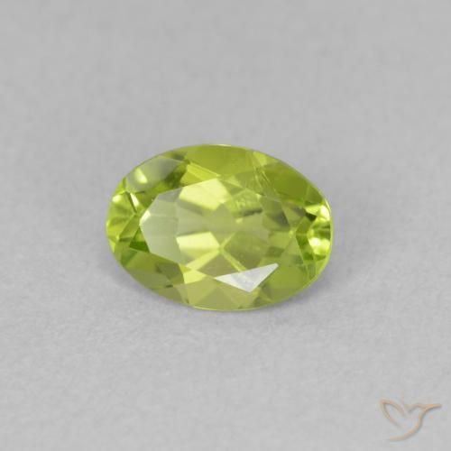 0.75 ct Green Peridot Stone, Natural Peridot in Oval Facet Shape for Sale