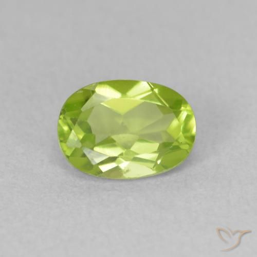 0.96ct Natural Bright Green Peridot, Oval, VVS-VS