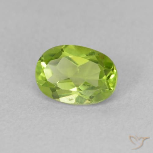 0.96 ct Green Peridot Stone, Natural Peridot in Oval Facet Shape for Sale