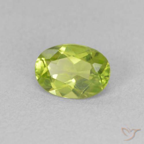 0.87 ct Green Peridot Stone, Natural Peridot in Oval Facet Shape for Sale
