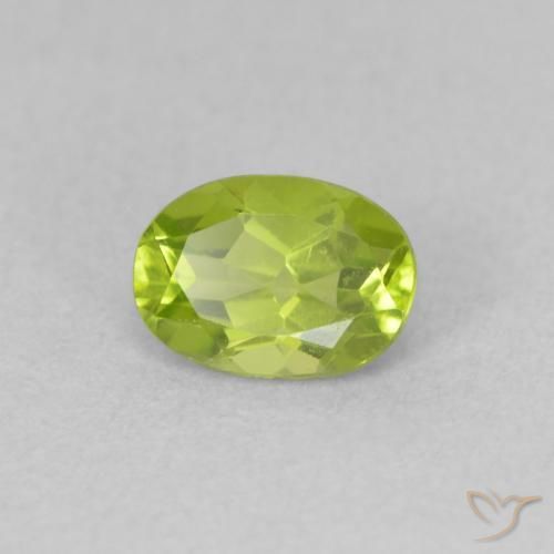 0.86 ct Green Peridot Stone, Natural Peridot in Oval Facet Shape for Sale