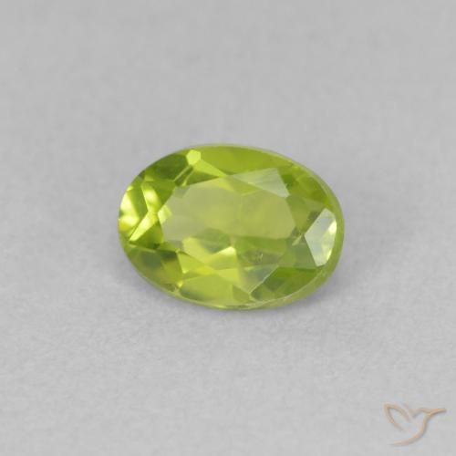 0.87 ct Green Peridot Stone, Natural Peridot in Oval Facet Shape for Sale