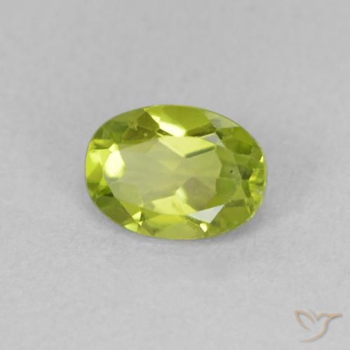0.94 ct Green Peridot Stone, Natural Peridot in Oval Facet Shape for Sale