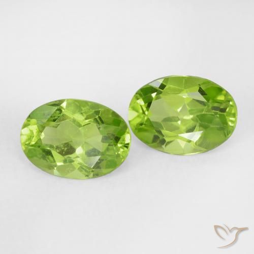 1.62 ctw Green Peridot Stones, Natural Peridot in Oval Facet Shape for Sale
