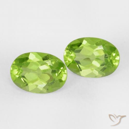 1.85 ctw Green Peridot Stones, Natural Peridot in Oval Facet Shape for Sale