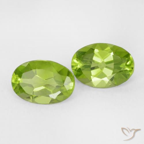 1.57 ctw Green Peridot Stones, Natural Peridot in Oval Facet Shape for Sale