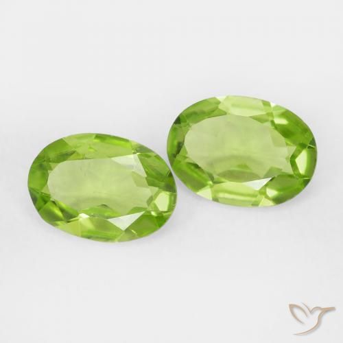 1.56 ctw Green Peridot Stones, Natural Peridot in Oval Facet Shape for Sale