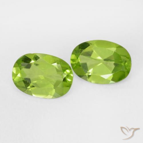 1.75 ctw Green Peridot Stones, Natural Peridot in Oval Facet Shape for Sale