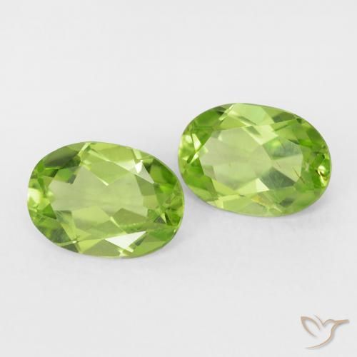1.64 ctw Green Peridot Stones, Natural Peridot in Oval Facet Shape for Sale