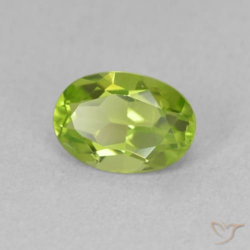 0.96 ct Green Peridot Stone, Natural Peridot in Oval Facet Shape for Sale