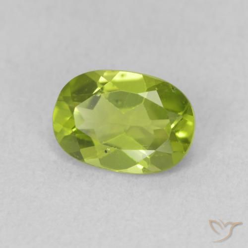 0.96 ct Green Peridot Stone, Natural Peridot in Oval Facet Shape for Sale