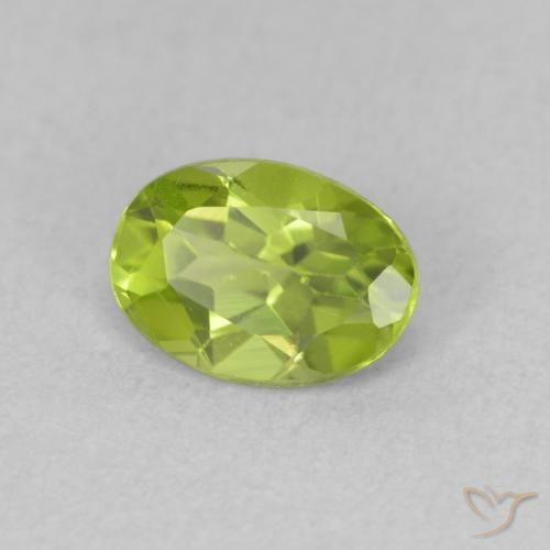 0.87 ct Green Peridot Stone, Natural Peridot in Oval Facet Shape for Sale