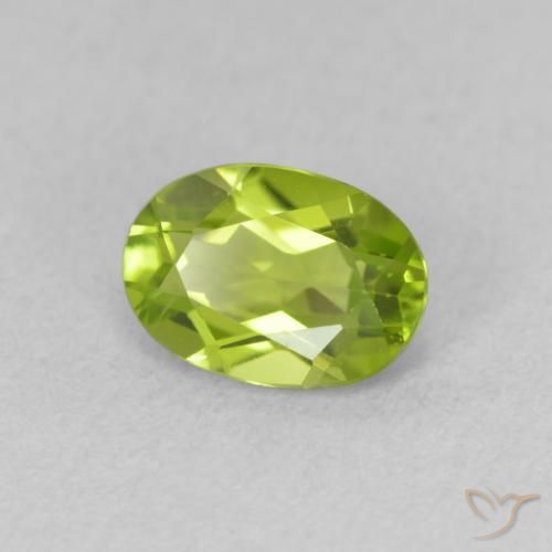 0.92 ct Green Peridot Stone, Natural Peridot in Oval Facet Shape for Sale