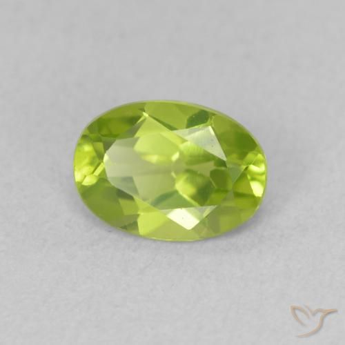 0.90 ct Green Peridot Stone, Natural Peridot in Oval Facet Shape for Sale
