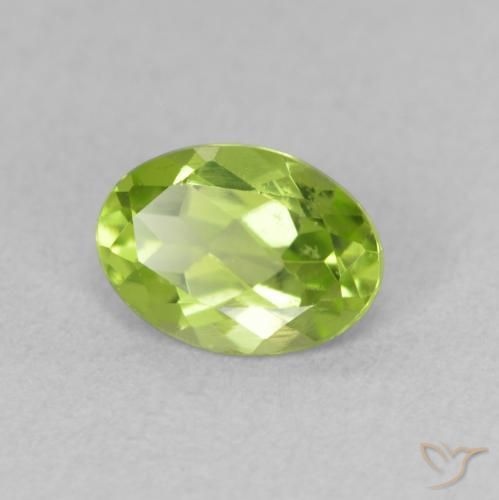 0.94 ct Green Peridot Stone, Natural Peridot in Oval Facet Shape for Sale