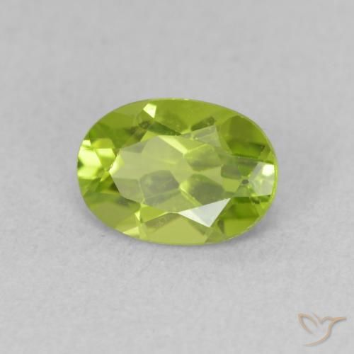 0.95 ct Green Peridot Stone, Natural Peridot in Oval Facet Shape for Sale