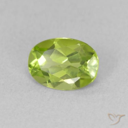0.78 ct Green Peridot Stone, Natural Peridot in Oval Facet Shape for Sale
