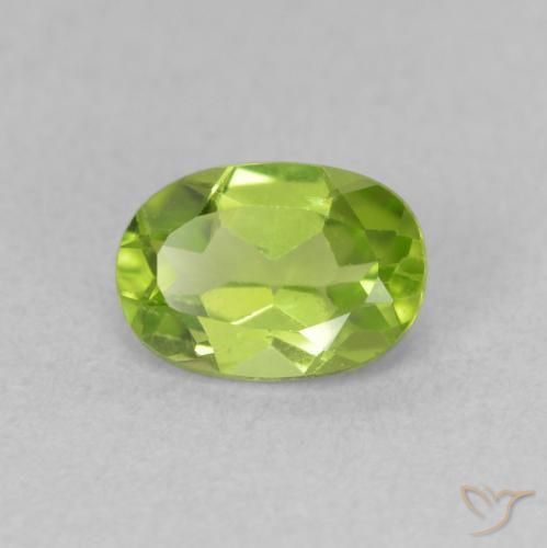 0.92 ct Green Peridot Stone, Natural Peridot in Oval Facet Shape for Sale
