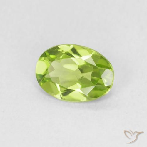 0.73 ct Green Peridot Stone, Natural Peridot in Oval Facet Shape for Sale