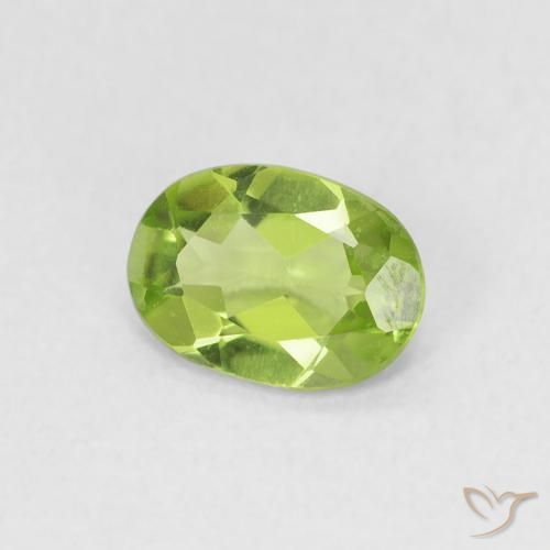 0.67 ct Green Peridot Stone, Natural Peridot in Oval Facet Shape for Sale