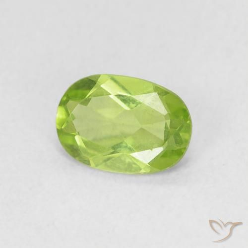 0.79 ct Green Peridot Stone, Natural Peridot in Oval Facet Shape for Sale
