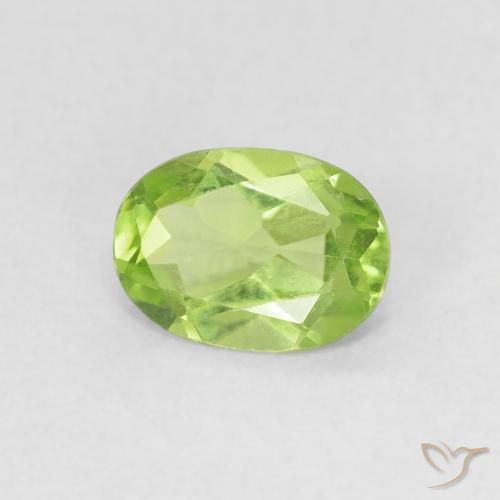 0.78 ct Green Peridot Stone, Natural Peridot in Oval Facet Shape for Sale