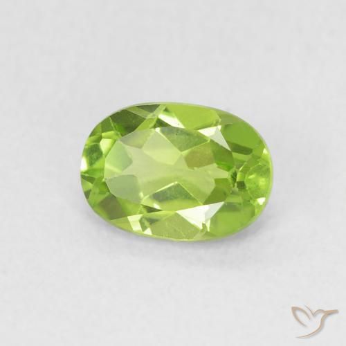 0.96 ct Green Peridot Stone, Natural Peridot in Oval Facet Shape for Sale