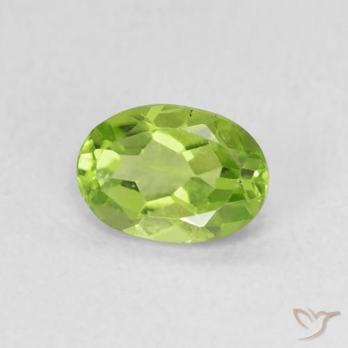 0.94 ct Green Peridot Stone, Natural Peridot in Oval Facet Shape for Sale