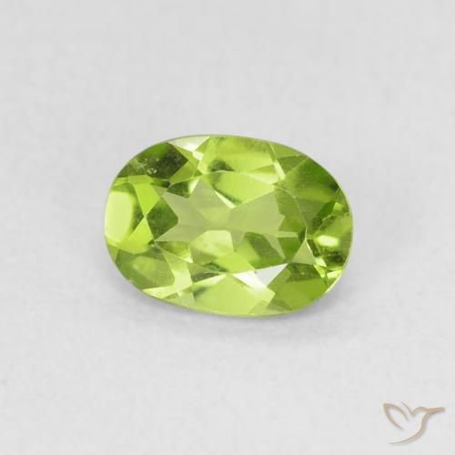 0.79 ct Green Peridot Stone, Natural Peridot in Oval Facet Shape for Sale