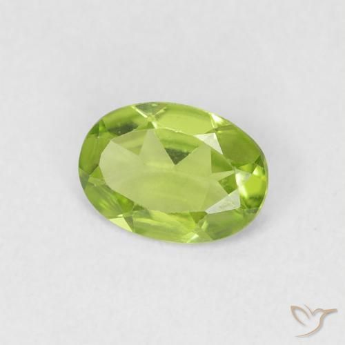 0.71 ct Green Peridot Stone, Natural Peridot in Oval Facet Shape for Sale