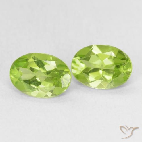 1.56 ctw Green Peridot Stones, Natural Peridot in Oval Facet Shape for Sale