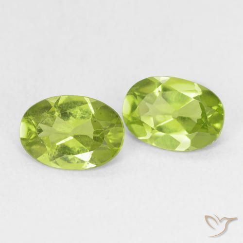 1.49 ctw Green Peridot Stones, Natural Peridot in Oval Facet Shape for Sale