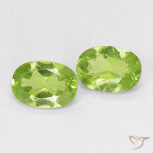 1.72 ctw Green Peridot Stones, Natural Peridot in Oval Facet Shape for Sale
