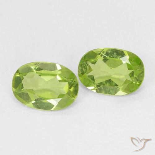 1.50 ctw Green Peridot Stones, Natural Peridot in Oval Facet Shape for Sale