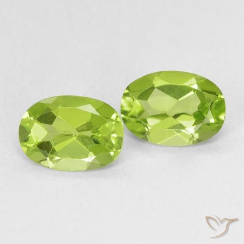 1.60 ctw Green Peridot Stones, Natural Peridot in Oval Facet Shape for Sale