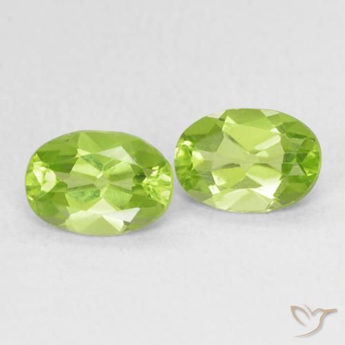 1.64 ctw Green Peridot Stones, Natural Peridot in Oval Facet Shape for Sale