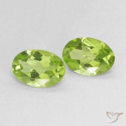 1.39 ctw Green Peridot Stones, Natural Peridot in Oval Facet Shape for Sale